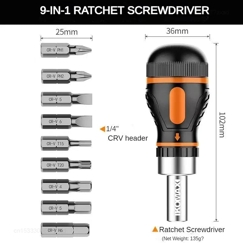 Purilite Select 9-in-1 Adjustable Ratcheting Screwdriver Set