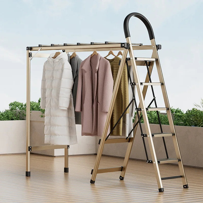 Purilite Select | Folding Ladder Drying Rack | Dual-Purpose Aluminum Alloy Indoor Ladder for Household Use