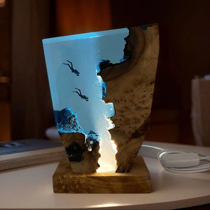 Purilite Select Seabed Exploration Resin Table Light | Deep Sea Diver Night Lamp | Artistic Desk & Bedroom Decor