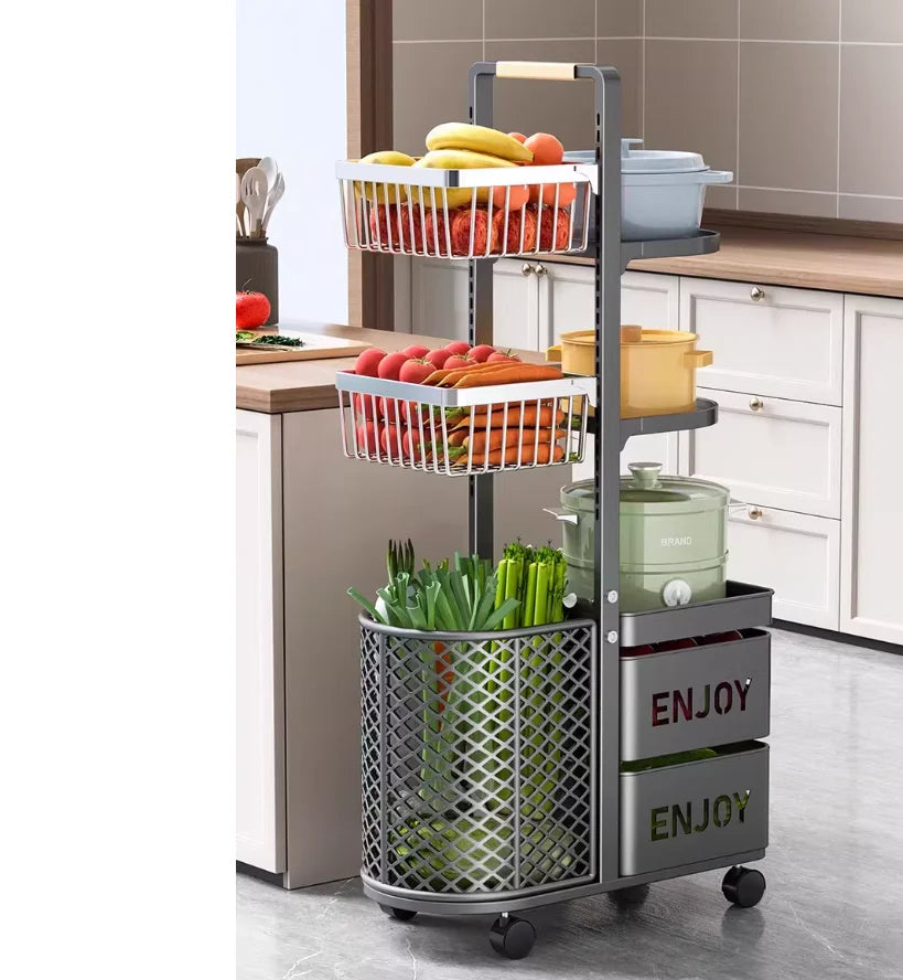 Purilite Select Multi-Level Kitchen Storage Rack | Floor Standing Fruit & Vegetable Organizer | Durable Metal Storage Shelf