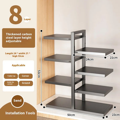 Purilite Select 8-Layer Adjustable Pot Organizer | Expandable Metal Storage Rack | Kitchen Cabinet & Lid Organizer