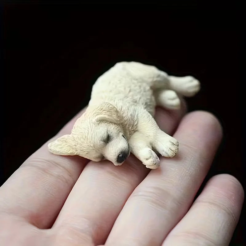 Purilite Select Sleeping Dog Figurine Decoration Set of 3 Realistic Golden Retriever and Labrador Desktop Car Dashboard Display Ornaments