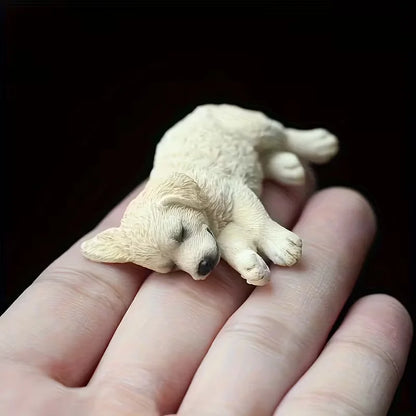 Purilite Select Sleeping Dog Figurine Decoration Set of 3 Realistic Golden Retriever and Labrador Desktop Car Dashboard Display Ornaments