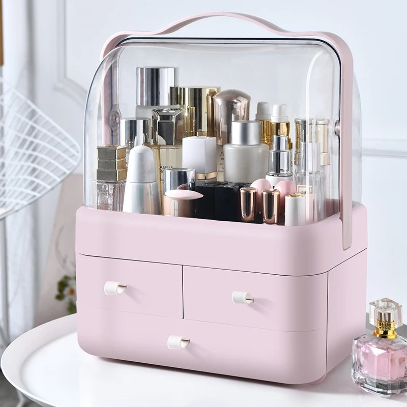 Purilite Select 1PC Cosmetics Receiving Box Dust-Proof Desktop Makeup Organizer with Drawer | Skin Care Products Storage Box | Household Cosmetic Shelf | PP+PS Material