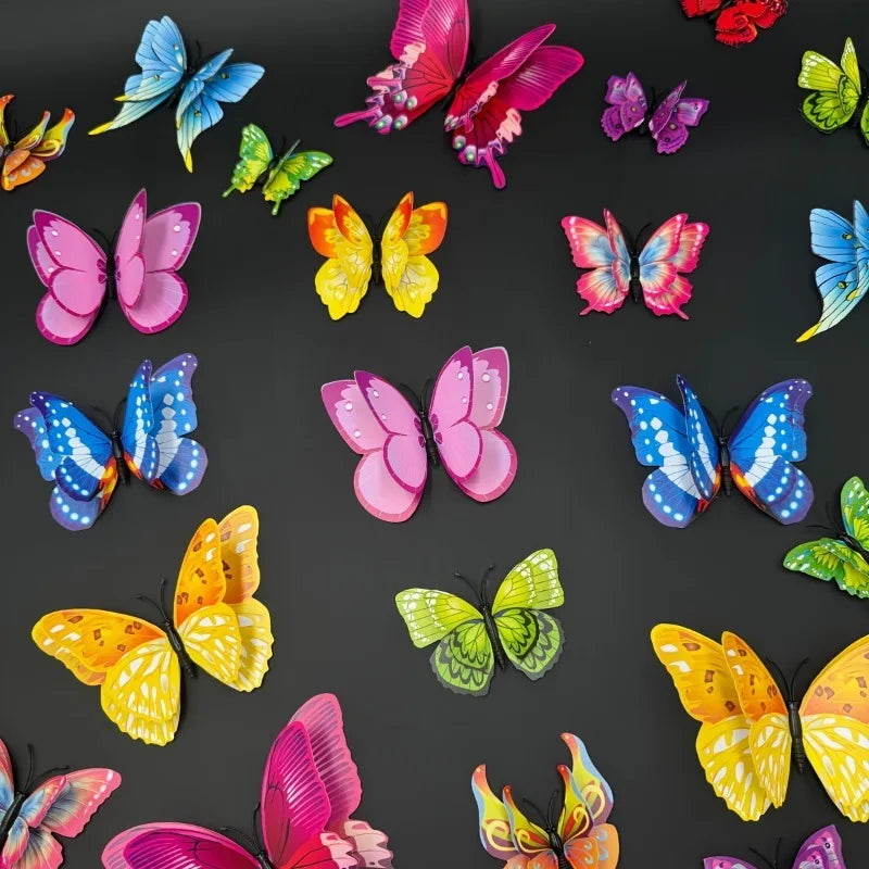 Purilite Select 12Pcs 3D Double Layer Butterfly Wall Stickers