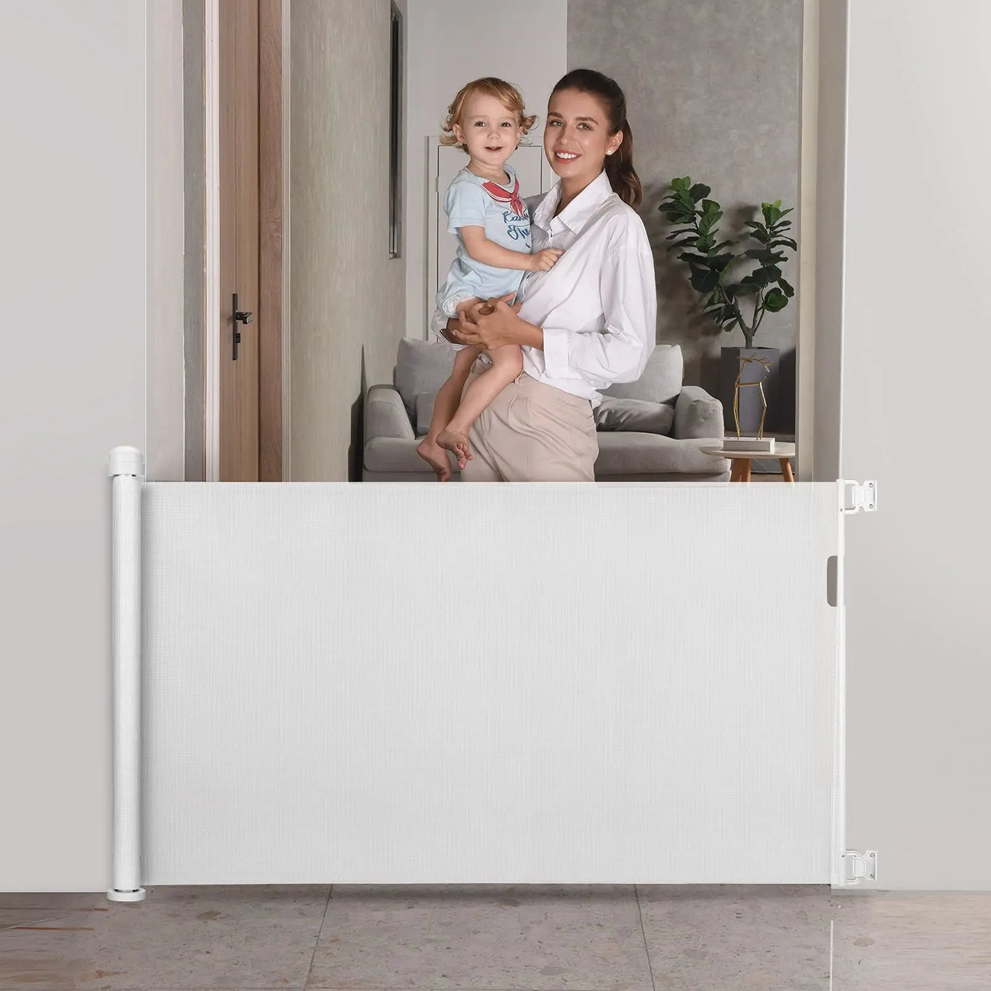 Purilite Select Retractable Baby Gate | 33" Tall x 70.8" Wide Mesh Safety Gate | Child & Pet Safety Barrier for Stairs and Doorways