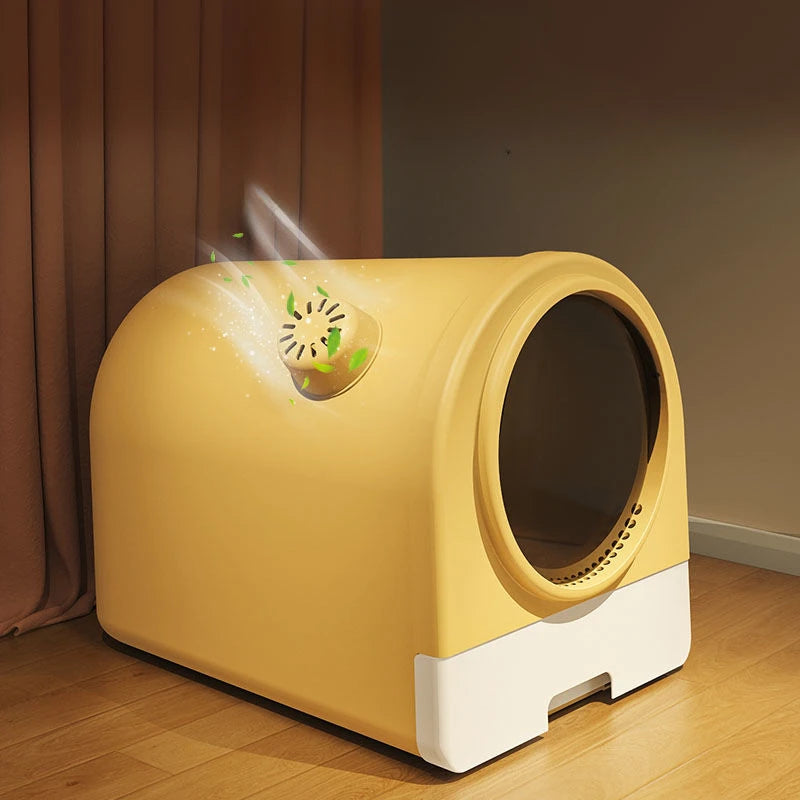 Purilite Select Fully Enclosed Extra Large Drawer-Style Cat Litter Box with Splash-Proof Space Capsule Design