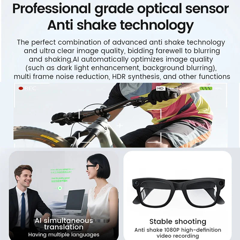 Purilite Select 2025 Smart Glasses | 800W Sony HD Camera | 1080P Video | AI Touch Control | Wireless Calling | Translation & Voice Assistant