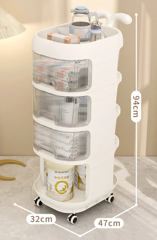 Purilite Select Multi-Layer Floor Storage Rack – Transparent, Retractable, Large-Capacity Baby & Home Organizer