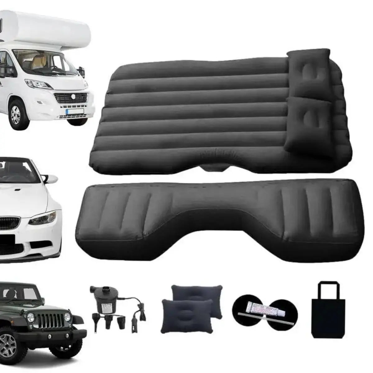 Purilite Select Car Inflatable Bed Air Cushion | Portable Travel Sleeping Mattress with Flocking Fabric | Vehicle Back Seat Comfort Bed