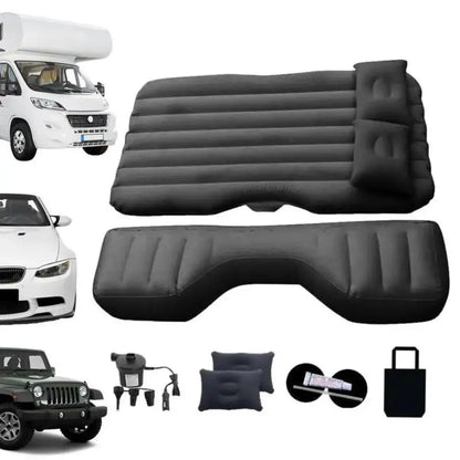 Purilite Select Car Inflatable Bed Air Cushion | Portable Travel Sleeping Mattress with Flocking Fabric | Vehicle Back Seat Comfort Bed