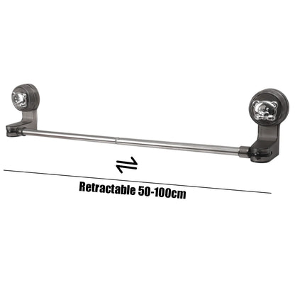 Purilite Select Suction Cup Retractable Towel Bar pair | Wall Mounted Non-Drill Adjustable Holder | Waterproof Multipurpose Rack Set of 2