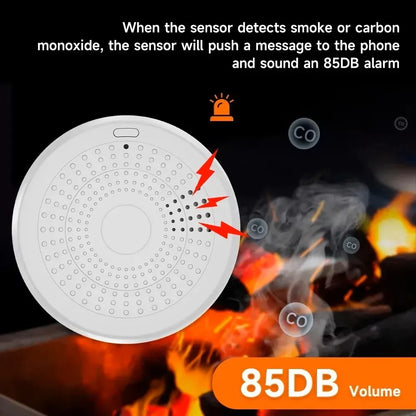 Purilite Select Smart WiFi CO & Smoke Detector | Carbon Monoxide & Smoke Alarm | App Control | 85dB Sound & Light Home Safety Sensor