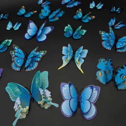 Purilite Select 12Pcs 3D Double Layer Butterfly Wall Stickers
