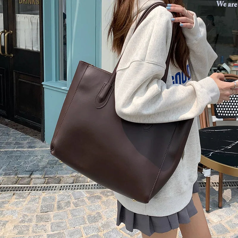 Purilite Select Vintage Korean-Style Large Capacity Tote Bag