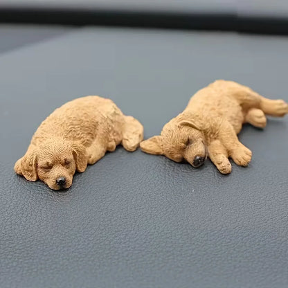 Purilite Select Sleeping Dog Figurine Decoration Set of 3 Realistic Golden Retriever and Labrador Desktop Car Dashboard Display Ornaments