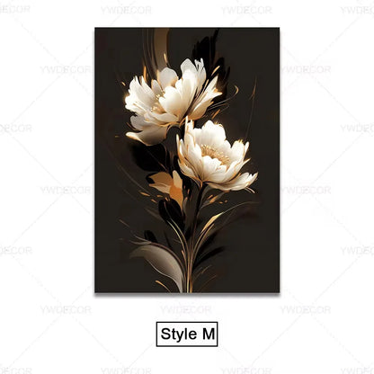 Purilite Select Luxury Black & Gold Plant Leaves Canvas Print