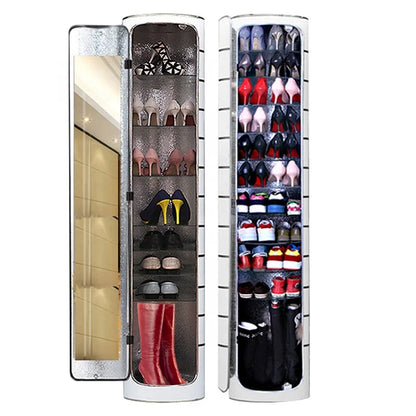 Purilite Select 360° Rotating Shoe Cabinet with Mirror | Vertical Space Saving Shoe Rack Organizer