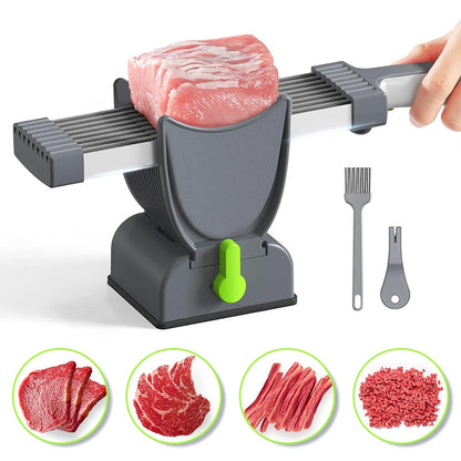 Purilite Select Adjustable Stainless Steel Meat Slicer | Manual Kitchen Meat Cutter with 2mm and 4mm Thickness Control for Jerky, Fresh Meat, and Food Preparation