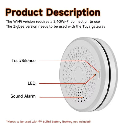 Purilite Select Smart WiFi CO & Smoke Detector | Carbon Monoxide & Smoke Alarm | App Control | 85dB Sound & Light Home Safety Sensor