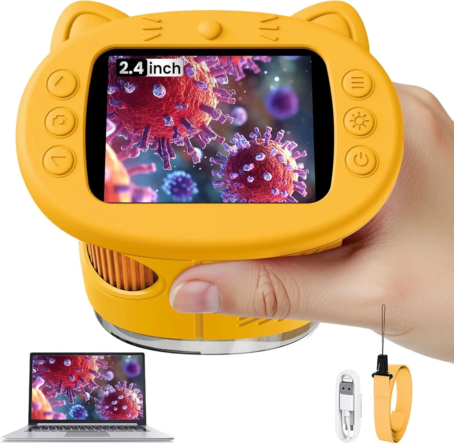 Purilite Select Kids Digital Microscope 500X Handheld Pocket Microscope with 2.4-Inch HD Screen, USB Rechargeable STEM Learning Tool for Boys & Girls