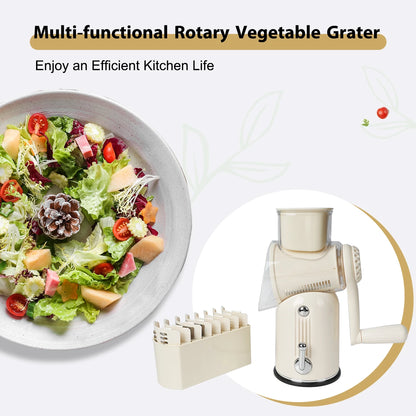 Purilite Select 5-Blade Manual Rotary Vegetable Grater Cheese Nut Cutter Multifunctional Mandolin Slicer