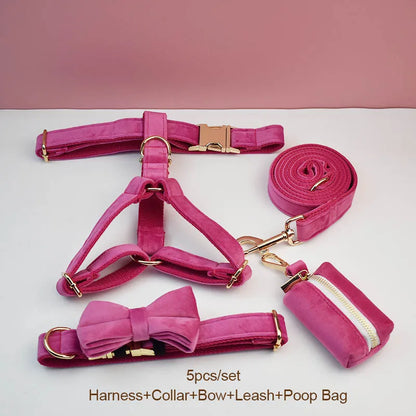 Purilite Select Rose Red Velvet Dog Collar & Leash Set