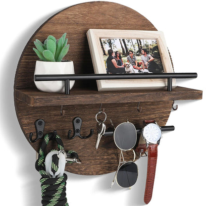 Purilite Select Wooden Wall-Mounted Key Holder with Shelf