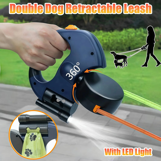 Purilite Select Auto Retractable Double-Ended Dog Leash