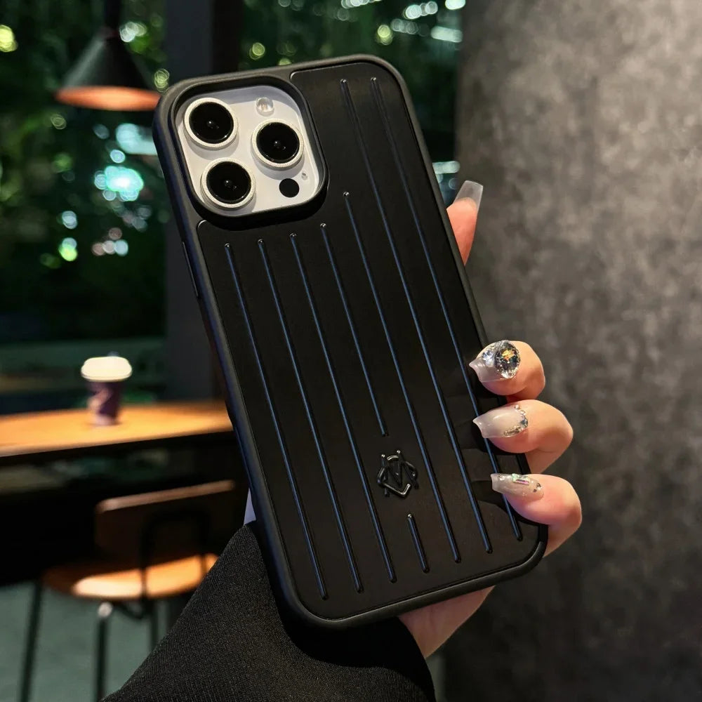 Purilite Select 3D Corrugated Stripe Luxury Business Luggage Case for iPhone 16/15/14/13 Pro Max
