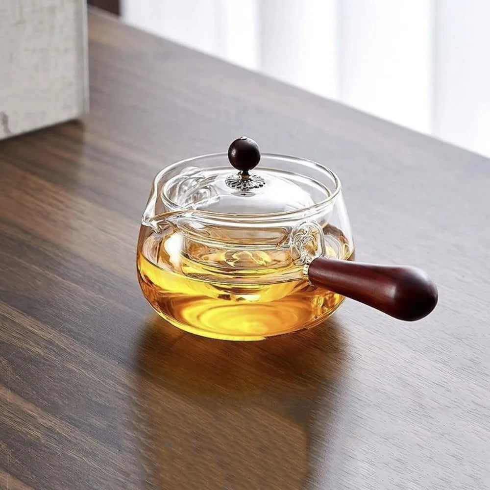 Purilite Select Heat Resistant Glass Teapot | 360° Rotating Transparent Brewing Teapot with Built-In Tea Filter and Comfortable Handle | Large Capacity Boiling Tea Kettle for Home and Office