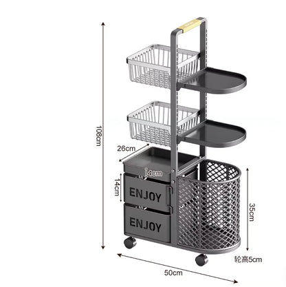 Purilite Select Multi-Level Kitchen Storage Rack | Floor Standing Fruit & Vegetable Organizer | Durable Metal Storage Shelf