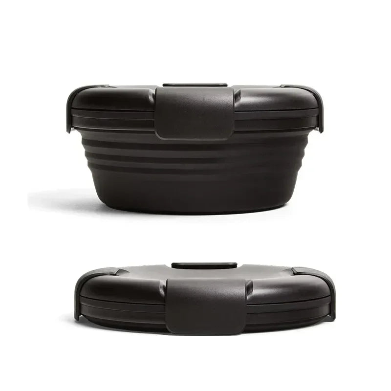 Purilite Select Silicone Folding Lunch Box Set of 3 Portable Collapsible Bowls 1100ml Leak-Resistant Food Storage Containers with Lids