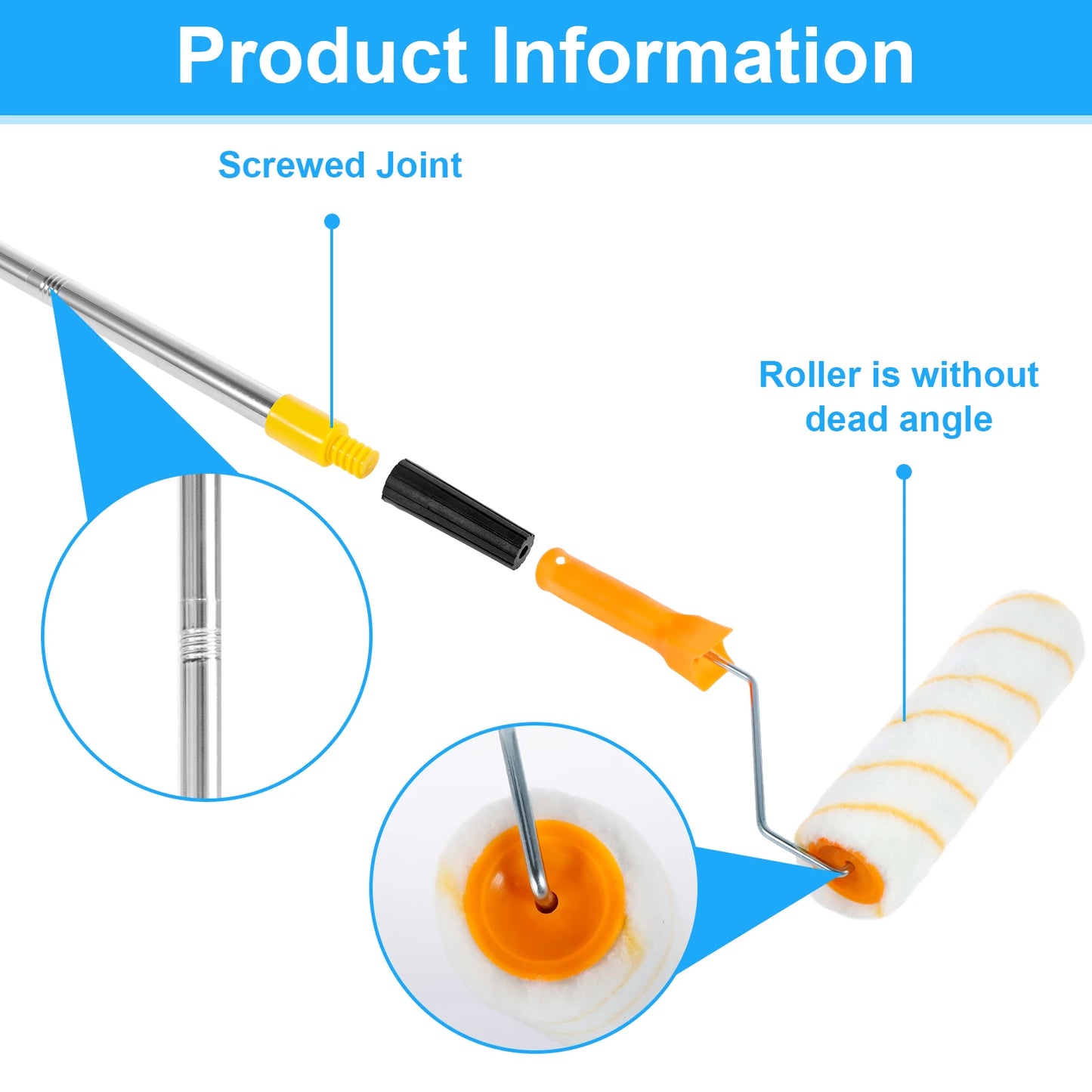 Purilite Select Paint Roller Brush Kit – Household Wall & Ceiling Painting Tool with Detachable Pole