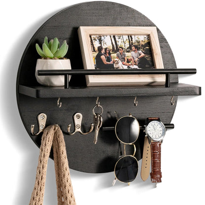 Purilite Select Wooden Wall-Mounted Key Holder with Shelf