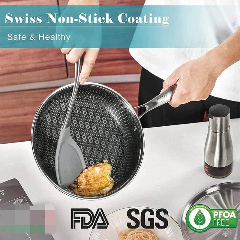 Purilite Select 28cm Stainless Steel Nonstick Honeycomb Frying Pan with Lid