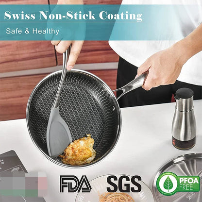 Purilite Select 28cm Stainless Steel Nonstick Honeycomb Frying Pan with Lid