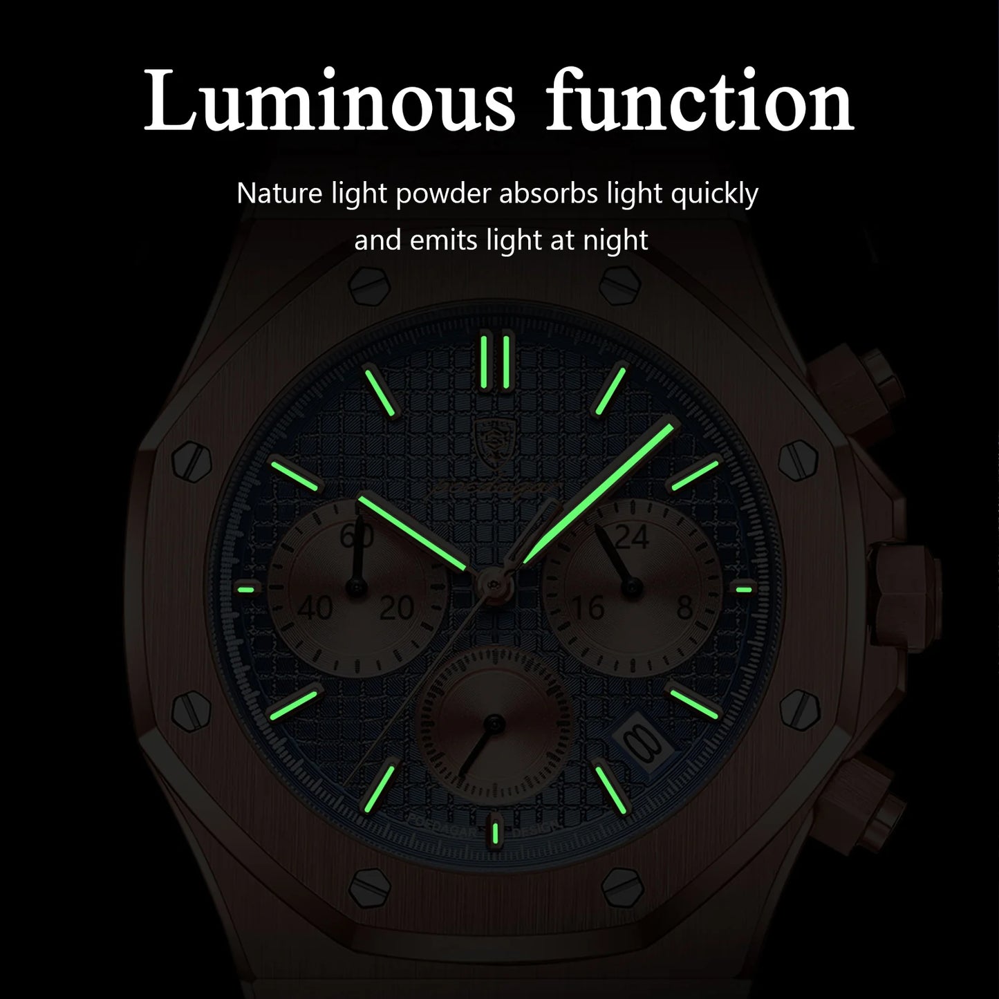 POEDAGAR 926 Original Luxury Men’s Stainless Steel Chronograph Quartz Watch