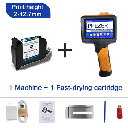 Phezer 2025 New P19 orange Handheld Inkjet Printer 12.7mm Portable Printer QR Bar Batch Code Date Number Logo Expiry Date Label
