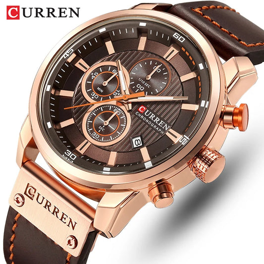 CURREN 8291 Men’s Leather Sports Chronograph Watch