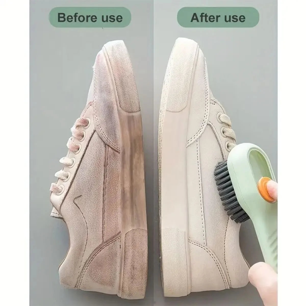 Purilite Select Multi-Function Long Handle Cleaning Brush with Press-On Liquid Dispenser for Shoes and Household Cleaning (Set of 3)