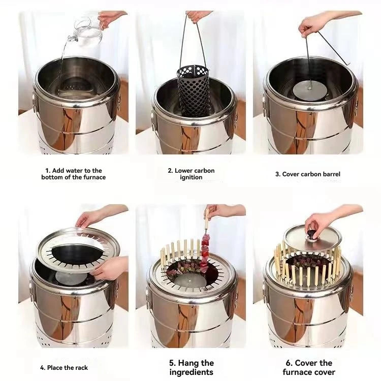 Purilite Select Smokeless Hanging BBQ Grill Stainless Steel Indoor Outdoor Charcoal Stove