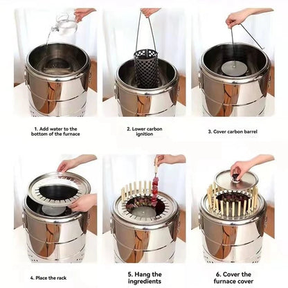 Purilite Select Smokeless Hanging BBQ Grill Stainless Steel Indoor Outdoor Charcoal Stove
