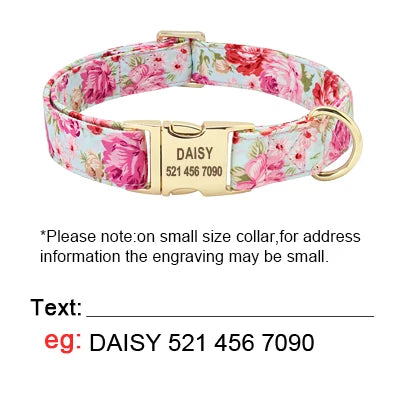 Purilite Select Personalized Floral Dog Collar and Leash Set