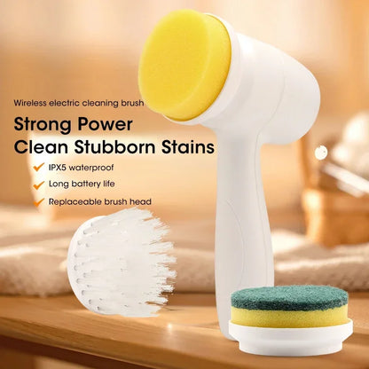 Purilite Select Mini Electric Cleaning Brush USB Wireless | Multi-Functional Kitchen & Bathroom Spin Scrubber | Waterproof Handheld Cleaning Tool