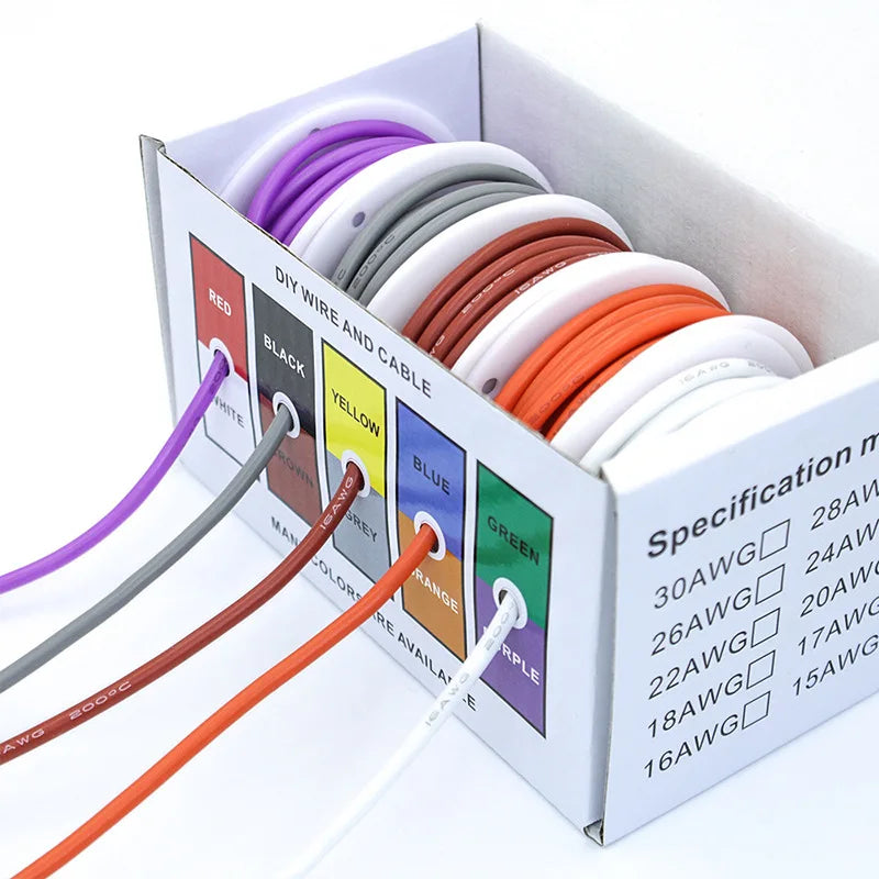 Purilite Select Silicone Tinned Copper Wire Kit 16AWG 17AWG 18AWG 20AWG 22AWG 24AWG 26AWG 28AWG 30AWG Flexible Electrical Hook-Up Wire