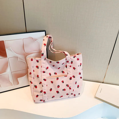 Purilite Select Corduroy Strawberry Tote Bag