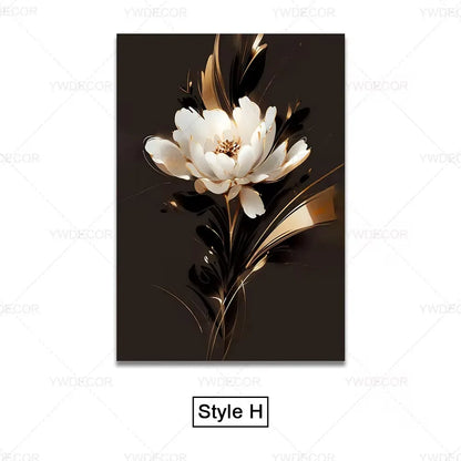 Purilite Select Luxury Black & Gold Plant Leaves Canvas Print