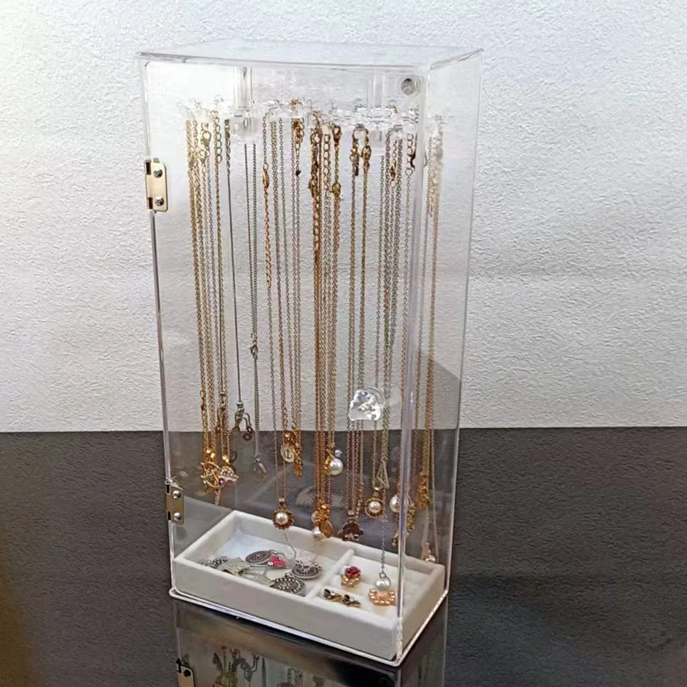 Purilite Select 360° Rotating Necklace Holder Stand with 24 Hooks Acrylic Jewelry Organizer Display Rack