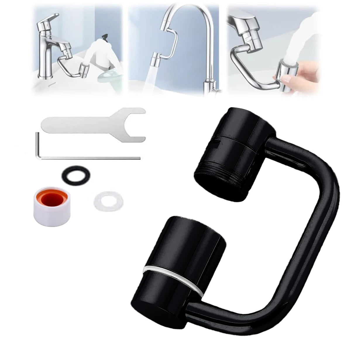 Purilite Select 1080° Rotating Faucet Extender | Metal U-Shaped Robotic Arm | Universal Dual-Mode Splash-Proof Filter Faucet for Bathroom & Kitchen